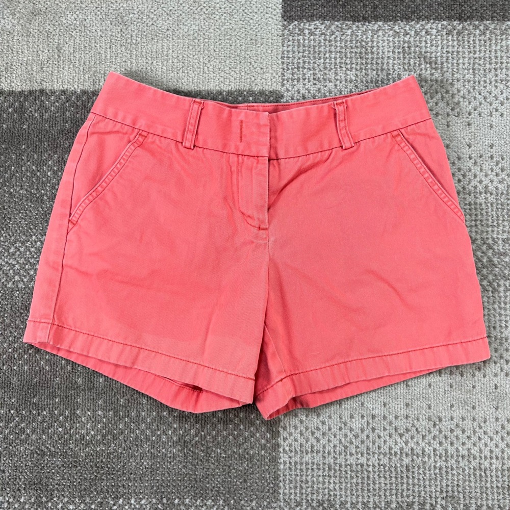 J.Crew City Fit Women 4 Coral Pink 100% Cotton Chino Shorts Casual Summer‎